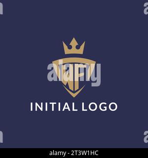 WF logo with shield and crown, monogram initial logo style vector file Stock Vector