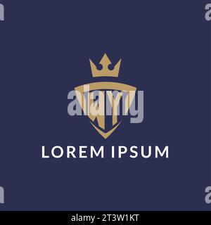 WY logo with shield and crown, monogram initial logo style vector file Stock Vector