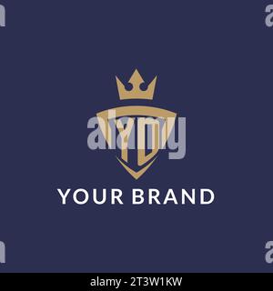 YO logo with shield and crown, monogram initial logo style vector file Stock Vector