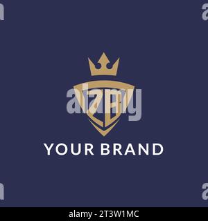 ZB logo with shield and crown, monogram initial logo style vector file Stock Vector