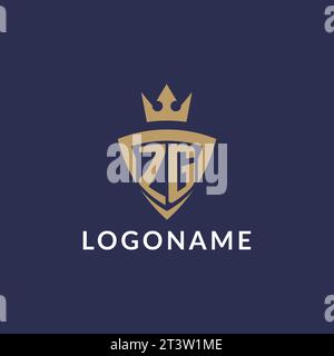 ZG logo with shield and crown, monogram initial logo style vector file Stock Vector