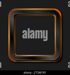 Black and bronze abstract square frame geometric background. Vector illustration Stock Vector