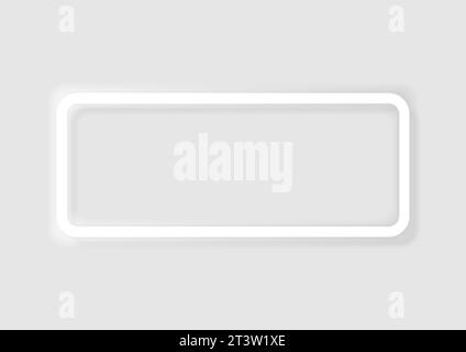 Grey and white rectangle neon frame. Technology retro sci-fi abstract futuristic background. Vector design Stock Vector