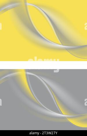 Contrast smooth gray and yellow waves abstract vector background Stock Vector