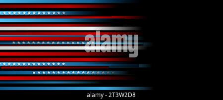 USA colors, stars and stripes abstract dark design. Independence Day modern vector background. Corporate concept american flag Stock Vector