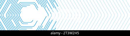 Blue hexagonal lines abstract futuristic technology banner design. Vector background Stock Vector