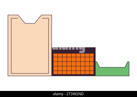 Desk supplies organizer 2D linear cartoon object Stock Vector