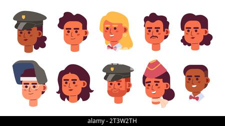 Workers diverse 2D vector avatars illustration set Stock Vector