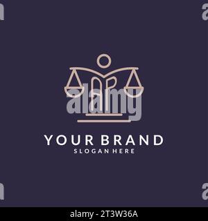AP initials combined with the scales of justice icon, design inspiration for law firms in a modern and luxurious style, vector graphic Stock Vector