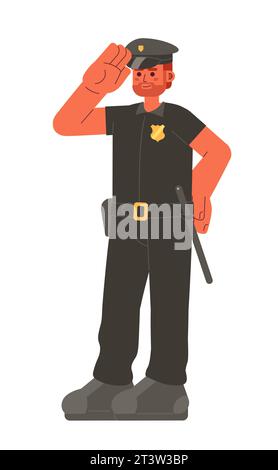 Male police officer smiling cartoon flat illustration Stock Vector