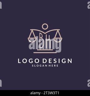 BK initials combined with the scales of justice icon, design inspiration for law firms in a modern and luxurious style, vector graphic Stock Vector
