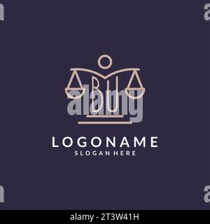 BU initials combined with the scales of justice icon, design inspiration for law firms in a modern and luxurious style, vector graphic Stock Vector