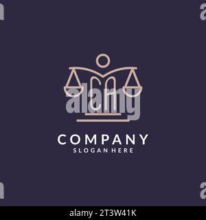 CA initials combined with the scales of justice icon, design inspiration for law firms in a modern and luxurious style, vector graphic Stock Vector