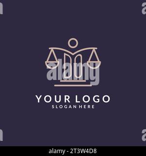 DO initials combined with the scales of justice icon, design inspiration for law firms in a modern and luxurious style, vector graphic Stock Vector