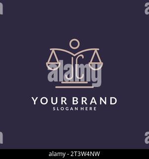 JC initials combined with the scales of justice icon, design inspiration for law firms in a modern and luxurious style, vector graphic Stock Vector
