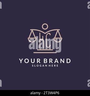 KC initials combined with the scales of justice icon, design inspiration for law firms in a modern and luxurious style, vector graphic Stock Vector