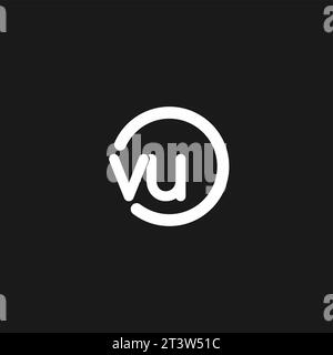 Initials VU logo monogram with simple circles lines vector graphic Stock Vector