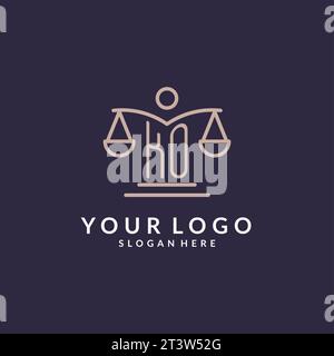 KO initials combined with the scales of justice icon, design inspiration for law firms in a modern and luxurious style, vector graphic Stock Vector