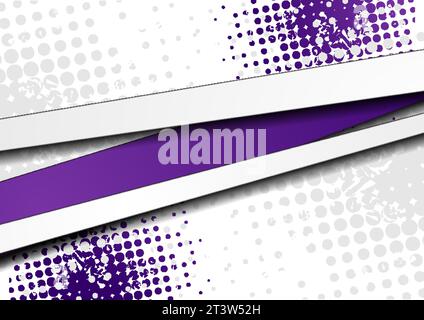 White and violet contrast stripes corporate abstract background. Vector grunge design Stock Vector