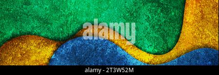 Contrast colorful waves abstract corporate background with grunge concrete texture. Vector banner design template Stock Vector