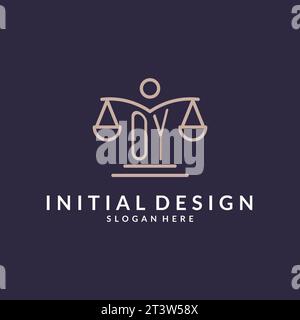 OY initials combined with the scales of justice icon, design inspiration for law firms in a modern and luxurious style, vector graphic Stock Vector