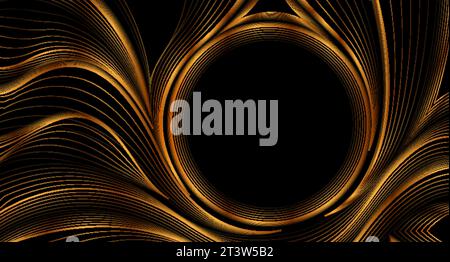Luxury golden refracted curved waves pattern abstract background. Art deco vector design Stock Vector