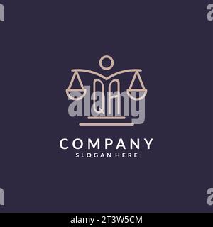 QA initials combined with the scales of justice icon, design inspiration for law firms in a modern and luxurious style, vector graphic Stock Vector