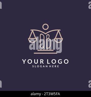 QB initials combined with the scales of justice icon, design inspiration for law firms in a modern and luxurious style, vector graphic Stock Vector