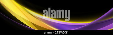 Yellow and violet smooth blurred waves abstract background. Vector banner design Stock Vector