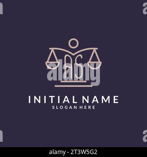 AS initials combined with the scales of justice icon, design inspiration for law firms in a modern and luxurious style, vector graphic Stock Vector