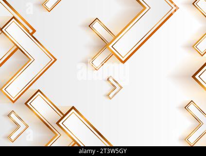 Golden and grey shiny arrows abstract tech background. Geometry vector design Stock Vector