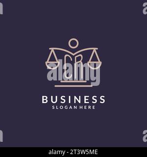 CR initials combined with the scales of justice icon, design inspiration for law firms in a modern and luxurious style, vector graphic Stock Vector