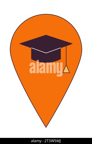 Educational facilities map pinpoint 2D linear cartoon object Stock Vector