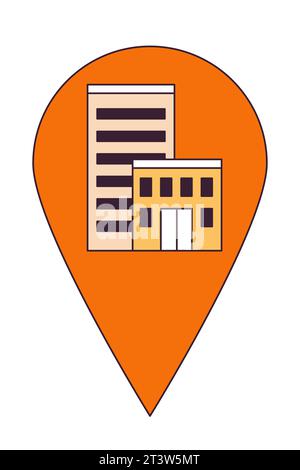 Condo apartments map pinpoint 2D linear cartoon object Stock Vector