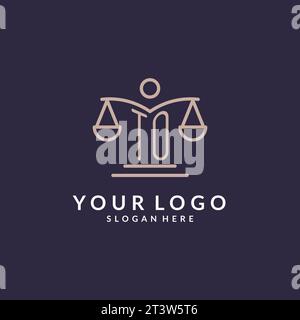 TO initials combined with the scales of justice icon, design inspiration for law firms in a modern and luxurious style, vector graphic Stock Vector