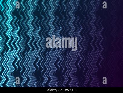 Futuristic abstract technology background with zig zag neon lines. Vector laser lights design Stock Vector
