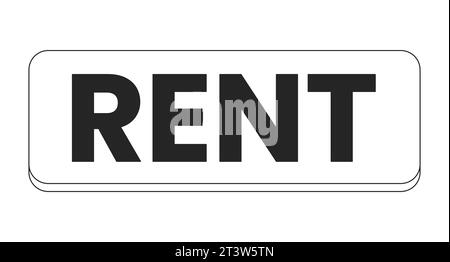 Rent banner rectangular black and white 2D line cartoon object Stock Vector