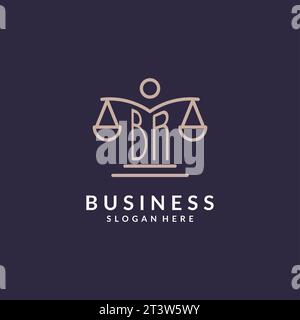 BR initials combined with the scales of justice icon, design inspiration for law firms in a modern and luxurious style, vector graphic Stock Vector