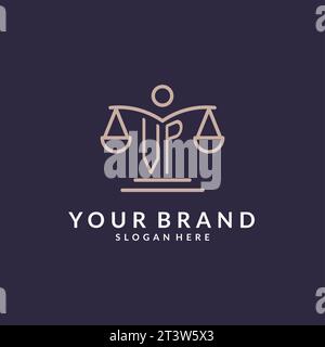 VP initials combined with the scales of justice icon, design inspiration for law firms in a modern and luxurious style, vector graphic Stock Vector
