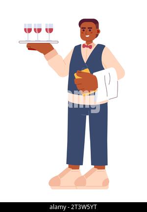 Waiter serving cartoon flat illustration Stock Vector