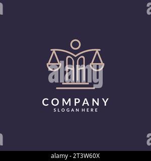 AA initials combined with the scales of justice icon, design inspiration for law firms in a modern and luxurious style, vector graphic Stock Vector