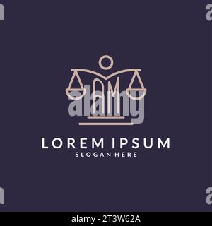 AM initials combined with the scales of justice icon, design inspiration for law firms in a modern and luxurious style, vector graphic Stock Vector