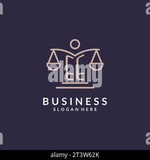EE initials combined with the scales of justice icon, design inspiration for law firms in a modern and luxurious style, vector graphic Stock Vector