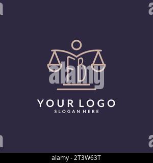 FB initials combined with the scales of justice icon, design inspiration for law firms in a modern and luxurious style, vector graphic Stock Vector