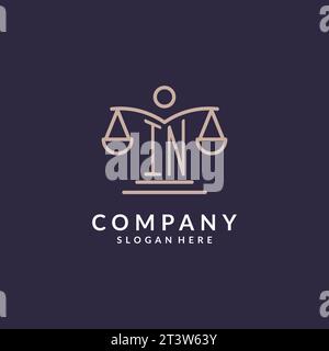 IN initials combined with the scales of justice icon, design inspiration for law firms in a modern and luxurious style, vector graphic Stock Vector