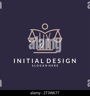 VY initials combined with the scales of justice icon, design inspiration for law firms in a modern and luxurious style, vector graphic Stock Vector