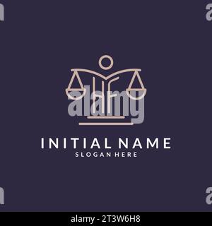 HF initials combined with the scales of justice icon, design inspiration for law firms in a modern and luxurious style, vector graphic Stock Vector