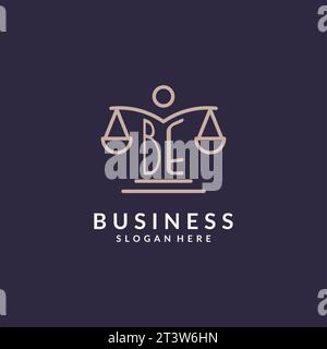 BE initials combined with the scales of justice icon, design inspiration for law firms in a modern and luxurious style, vector graphic Stock Vector