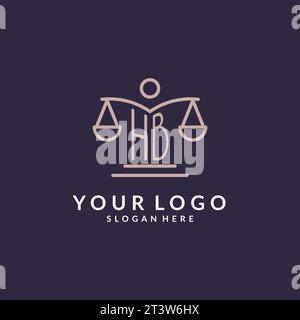 HB initials combined with the scales of justice icon, design inspiration for law firms in a modern and luxurious style, vector graphic Stock Vector