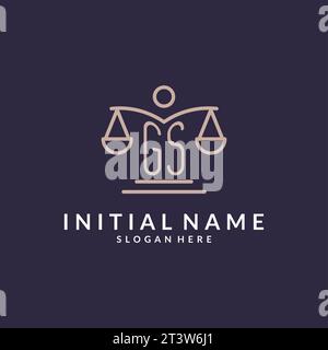 GS initials combined with the scales of justice icon, design inspiration for law firms in a modern and luxurious style, vector graphic Stock Vector